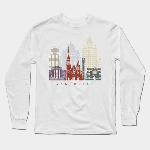 Vancouver V2 skyline poster Long Sleeve T-Shirt by PaulrommerArt